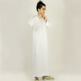 thumbnail image 6 of Long Sleeve Fitted Men's Formal Cream Thobe Polished Cotton Arab Robe - S, 6 of 7