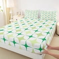 thumbnail image 3 of Manfei Colorful Stars Twin Sheet Sets 3pcs, Modern Geometric Art Twin Fitted Sheet, Abstract Green White Flat Sheet, Super Cozy Room Decor, 3 of 7