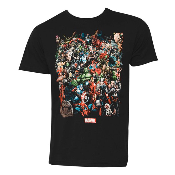 Marvel Universe Characters Men's Black T-Shirt-Medium - Walmart.com