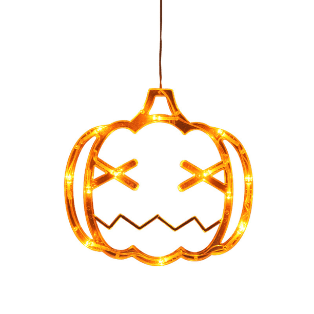 YZhouD Decoraciones de Halloween 1 pieza Calabaza naranja, Fantasma blanco, Murciélago morado Luces de ventana de Halloween con ventosa, Luces de Halloween a batería, Modo de desvanecimiento lento