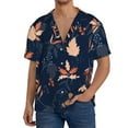 thumbnail image 3 of Daiia Autumn Leaves With Blue Men's Linen Shirts Short Sleeve Casual Shirts Button Down Shirt for Men Beach Summer Wedding Shirt-X-Large, 3 of 7