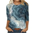thumbnail image 2 of Women Summer Tops 2024 3/4 Length Sleeve Fashion Printed Round Neck Plus Size Top T-Shirt Up to 65% Off!, 2 of 5