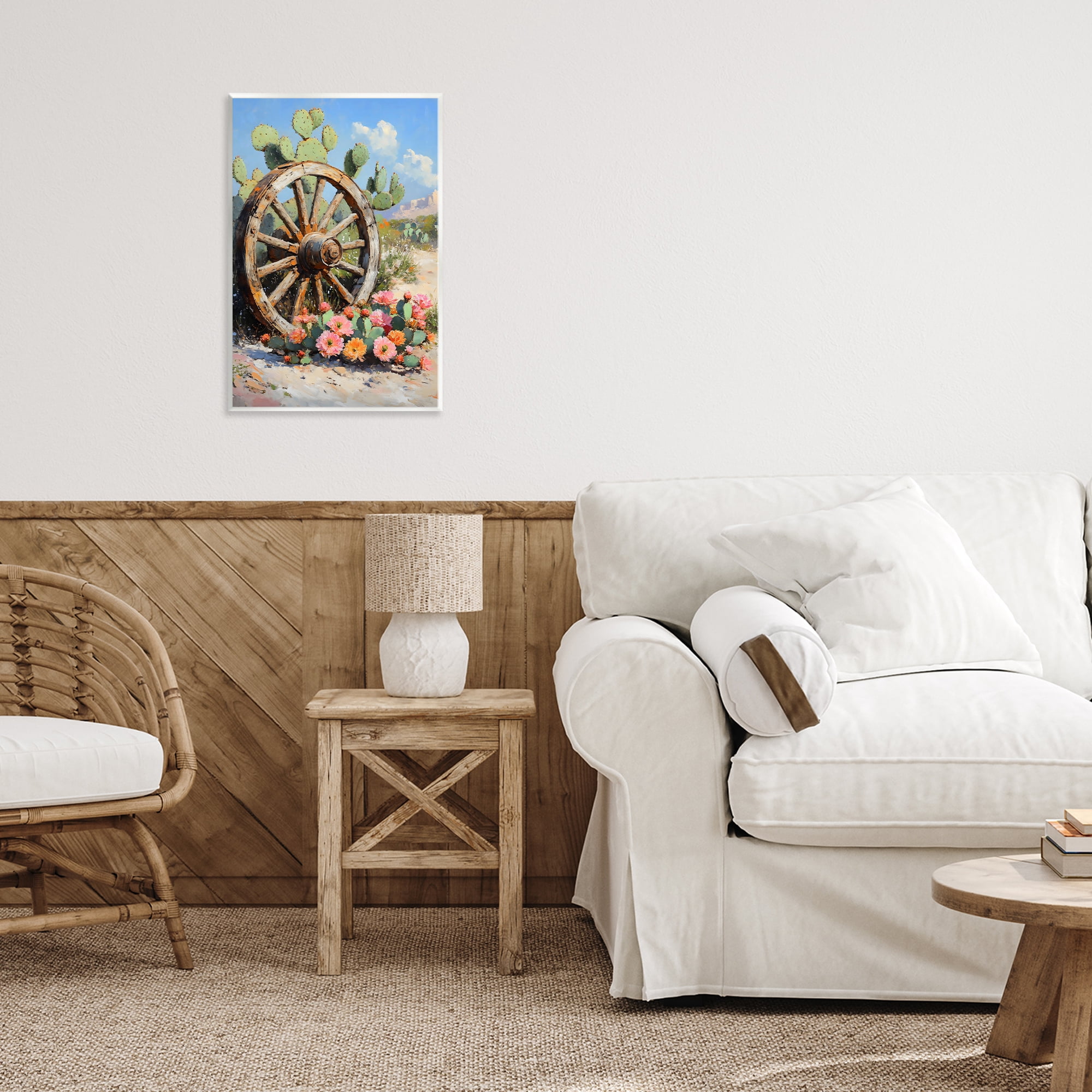 Stupell Industries Wagon Wheel Among Cactus Wall Plaque Art, design by Franklyn Gregory