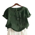 thumbnail image 1 of CHOK Blouse à Manches Courtes en Coton et Lin pour Femmes Grande Taille M-5TG, 1 of 2