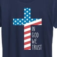 thumbnail image 3 of Instant Message - In God We Trust Flag Cross  - Women's Short Sleeve Graphic T-Shirt, 3 of 6