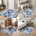 thumbnail image 5 of Area Rugs 3'x5', Symmetric Blue Flower Carpet Runner Indoor Outdoor Rugs Home Decor Aesthetic, Vintage Ethnic Floral Leaves Non Slip Mats Washable Accent Rug for Living Room Bedroom, 5 of 8