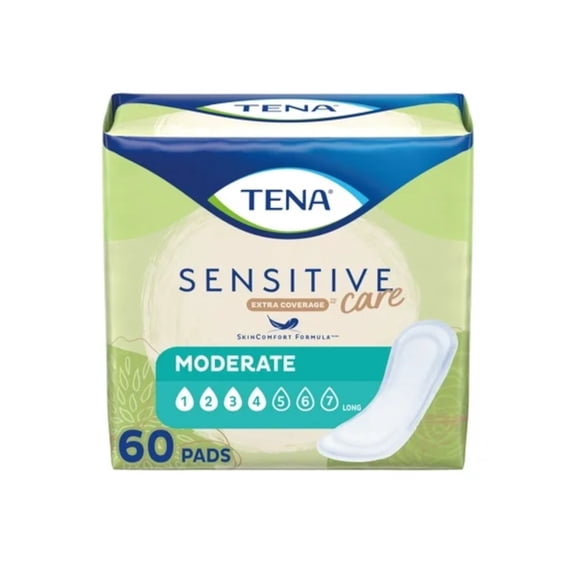 TENA Sensitive Care Extra Coverage Moderate Long Incontinence Bladder Control Pad, 60 count