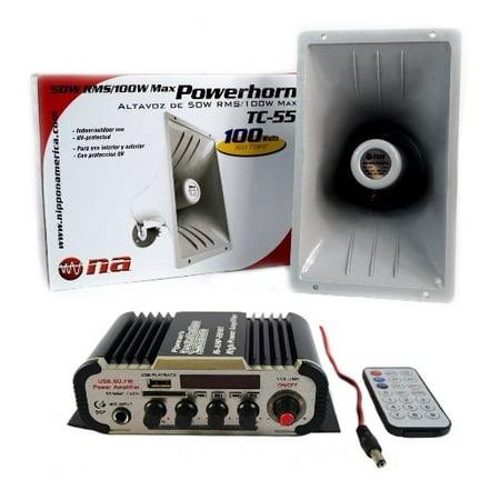 PA Power Horn Speaker 100 Watt Indoor Outdoor 100W w/ Bluetooth Audio (Best Pa Speakers For Vocals)