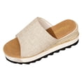 thumbnail image 6 of Platform Sandals for Women Chunky Wedge Espadrilles Lug Sole Non Slip Heels Comfortable Summer Walking Beach Shoes Beige Size 6, 6 of 6
