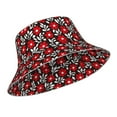 thumbnail image 2 of Bingfone Red Floral Bucket Hat For Men Women,Packable Reversible Printed Sun Hats,Fisherman Outdoor Travel Hiking Beach Caps, 2 of 9
