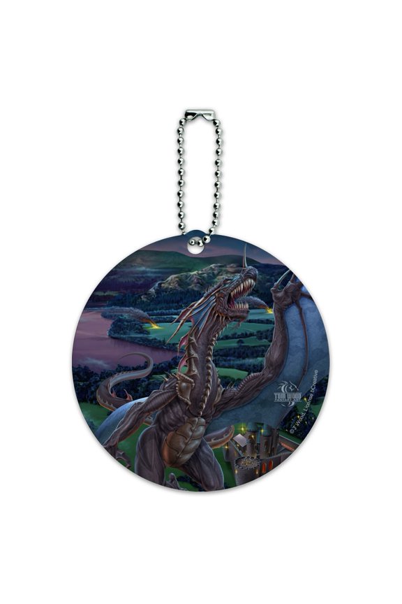 Dragon Flight The Last Stand Fantasy Round Luggage ID Tag Card Suitcase Carry-On