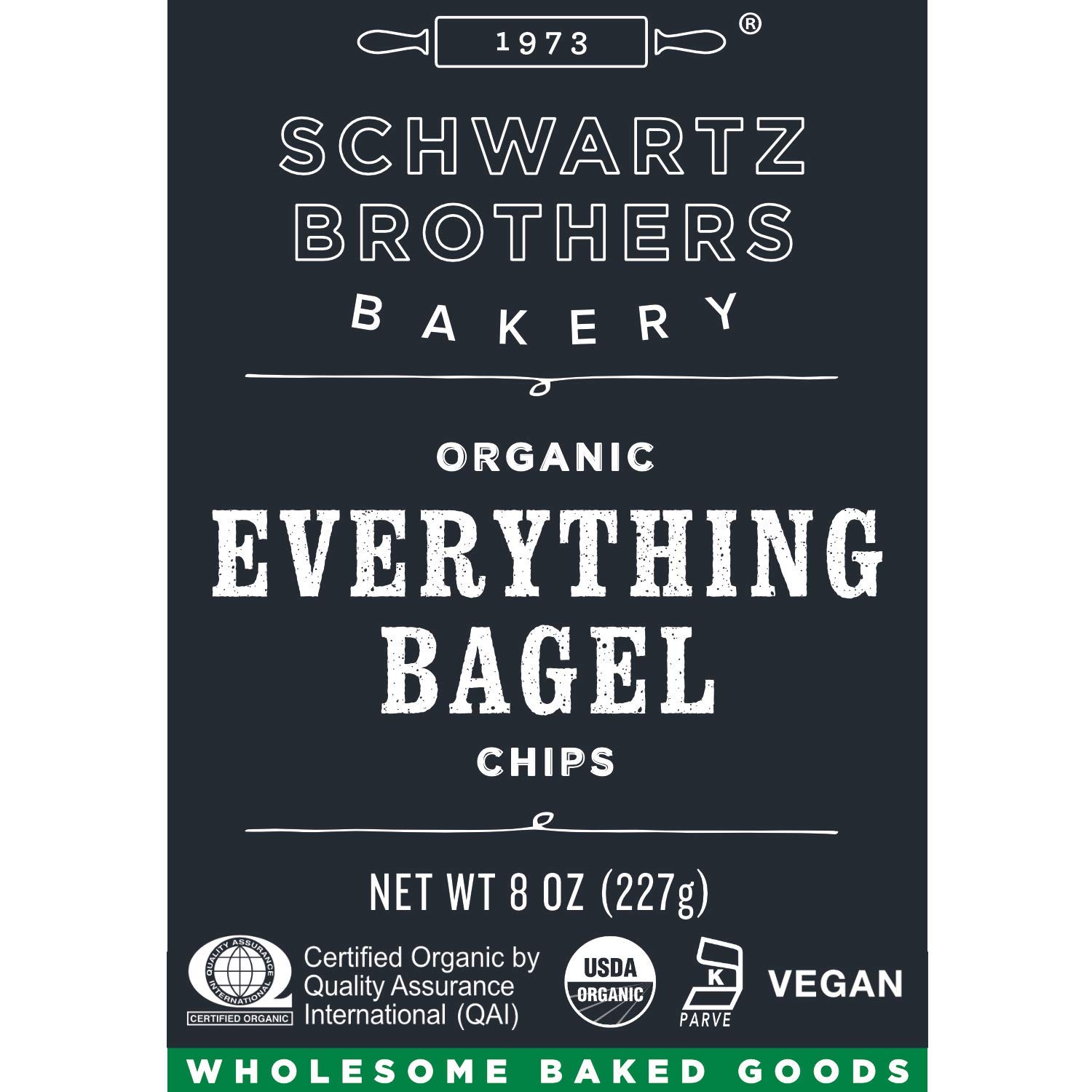 Everything Bagel Chips NY YYF14 Style Bagel Crisps. Vegan, Kosher. From the artisans of Schwartz Brothers Bakery. Baked Fresh. Twice Baked. 8 ounce container. Great Snack. Delicious. Pack of 2.
