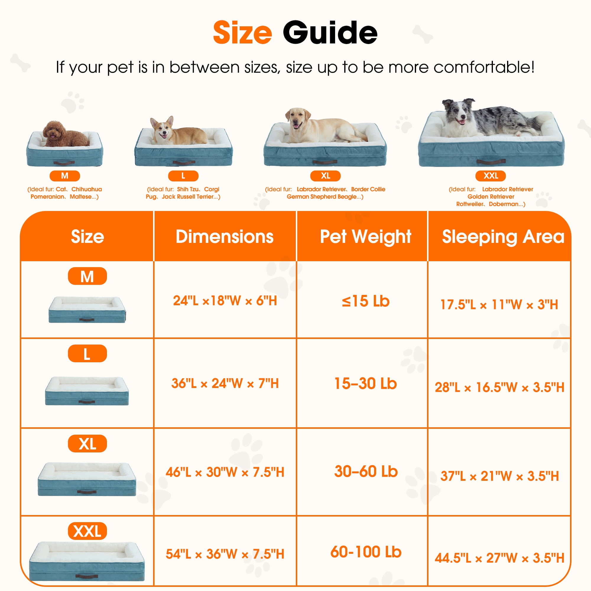 XX-Large Orthopedic Dog Bed Waterproof Pet Sofa Bed Four-Sided Bolster Cushion with Removable Washable Cover for Big Dogs Blue