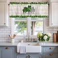 thumbnail image 2 of St. Patrick's Valances for Windows Day Lucky Green Black Buffalo Plaid Shamrock Rod Pocket Curtain Valance Window Treatment Short Curtains for Kitchen Living Room, 42"x12", 2 of 9