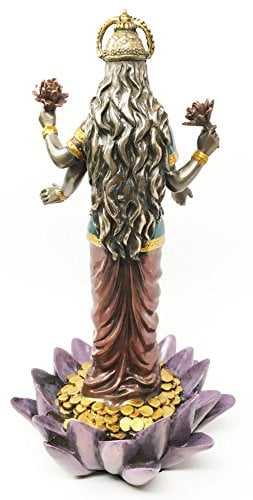 Hindu Goddess Of Good Fortune Abundant Life Lakshmi Standing On Lotus  Figurine Spiritual Well Being Sculpture