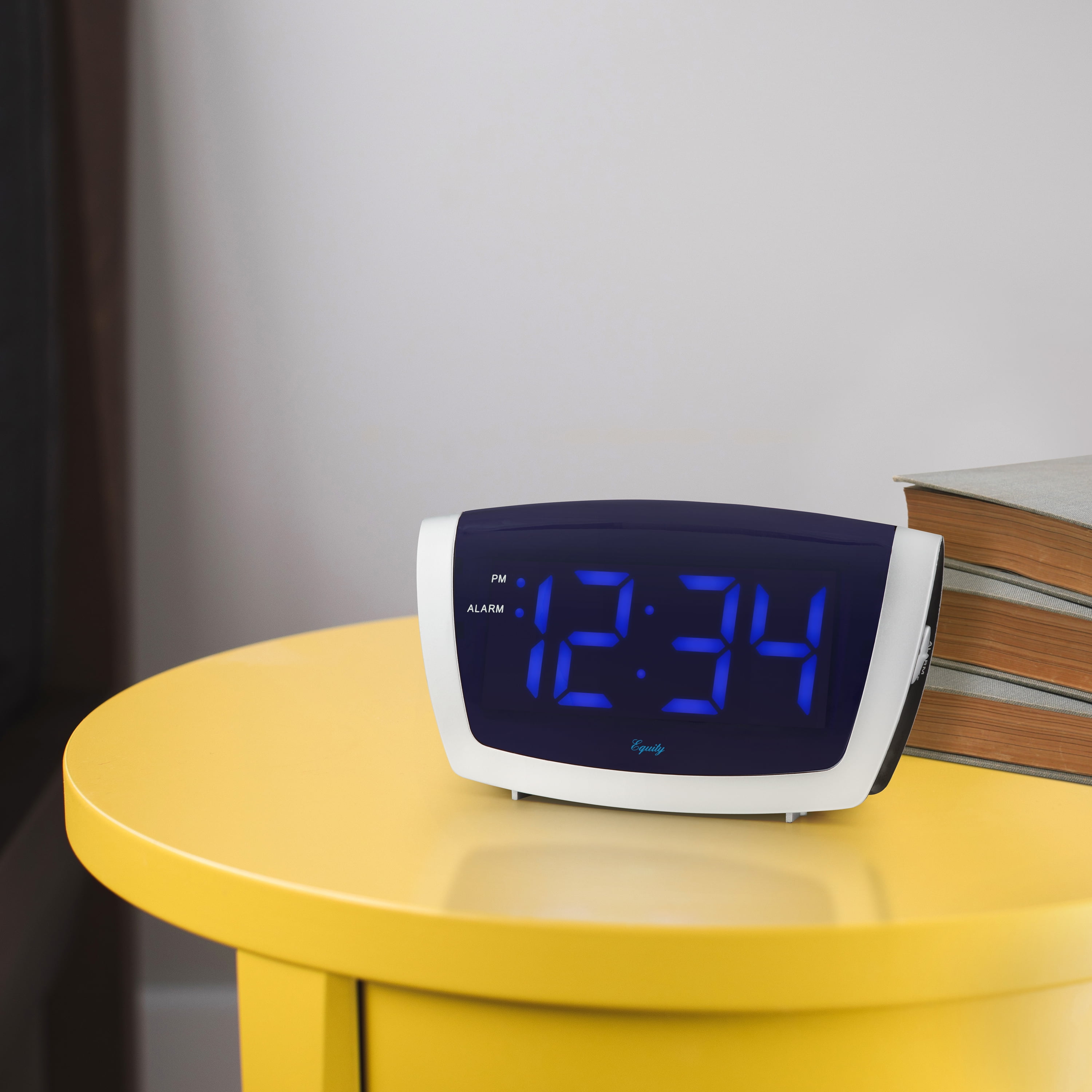 Equity 75904 Silver/Blue Large LED Alarm Clock with USB