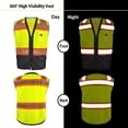 thumbnail image 2 of Kasa Style Class 2 High Visibility Safety Unisex Vest Durable Hi Vis Gear 8 Pockets, Reflective Stripes Construction, Night Work Outdoor, 2 of 7