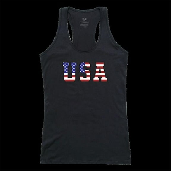 Rapid Dominance G02-811-BLK-05 Women Flag Text 2 Graphic Tank Top, Black - 2X
