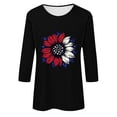 thumbnail image 4 of Honeeladyy 4Th of July Shirts for Women's Fashion Printed T-shirt 3/4 Sleeves Blouse Round Neck Casual Tops for Memorial Day(Black,M), 4 of 4
