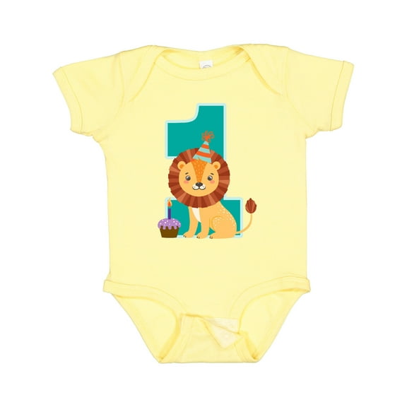 Inktastic First Birthday Boy Lion 1 Year Old Boys or Girls Baby Bodysuit