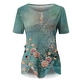 thumbnail image 3 of Blouses for Women Women's Short Sleeve Tunic Loose Tops Casual Plus Size Tops Pleated Tunic Button Down Casual Summer T-Shirts Women's Tops Dressy Shirts, 3 of 4