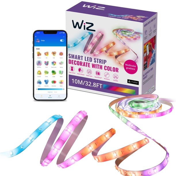 Tira de luces LED WiZ Connected de 10 m que fluye, multicolor, inteligente