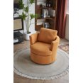thumbnail image 2 of 29.5"W Swivel Barrel Chair, Comfy Round Sofa Chair with Back Pillow, Upholstered Accent Chair with Padded Cushions, Leisure Armchair Barrel Club Chair for Nursery, Hotel, Bedroom, Yellow, 2 of 9