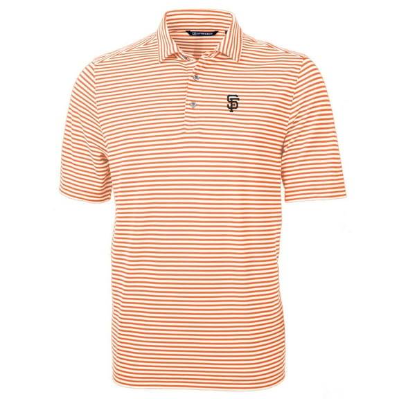 Men's Cutter & Buck Orange San Francisco Giants Virtue Eco Pique Stripe Recycled Polo