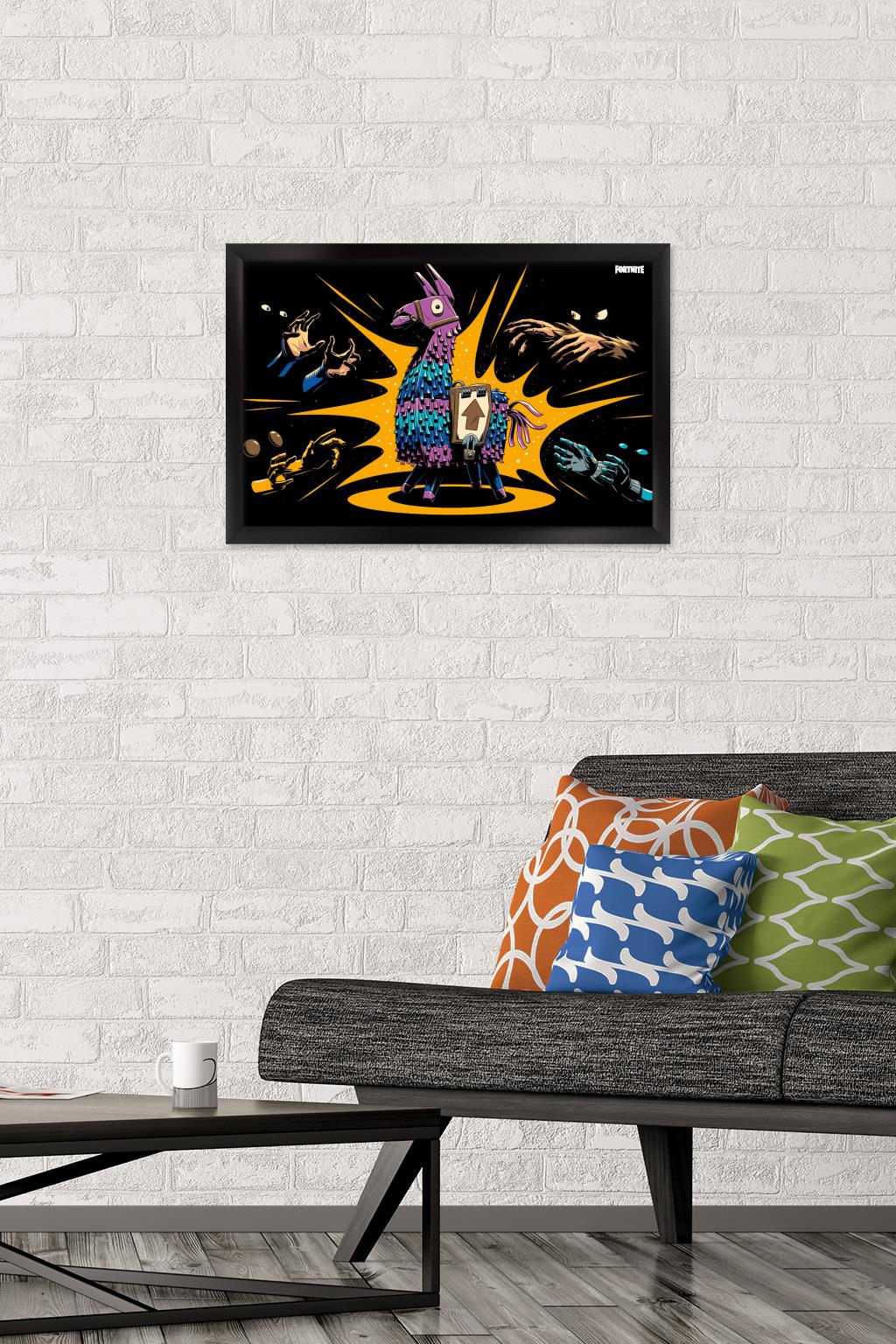 Fortnite - Loot Llama Lama Loading Screen Wall Poster, 14.725" x 22.375", Framed