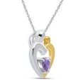 thumbnail image 3 of AFFY Mother's Day Jewelry Gift Heart Cut Simulated Alexandrite Two Tone Mom Pendant Necklace In 14k White Gold Over Sterling Silver, 3 of 7