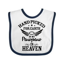 Inktastic Handpicked for Earth by My Pawpaw in Heaven with Angel Wings Boys or Girls Baby Bib