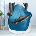 thumbnail image 4 of Shark Soft Flannel Fleece Throw Blanket, Shark in Sea with Sun Rays in Circle Aquatic Underwater Creature Predator Adventure, Cozy Plush for Indoor and Outdoor Use, 70" x 90", Blue Grey, by Ambesonne, 4 of 5