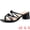 Black, variant on DARING DIVA Women's Strappy Knotted Block Heel Black Heels Slides Sandals Black 6.5