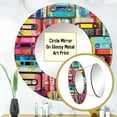 thumbnail image 3 of Designart "Tape Mosaic Cassette Tapes I" Cassette Tapes Rund Mirror For Wall Decor - Large Multi-Color Round Print Mirror - Round Industrial Mirror 23" x 23" Inch - Wall Mounted Round Large Mirror, 3 of 5