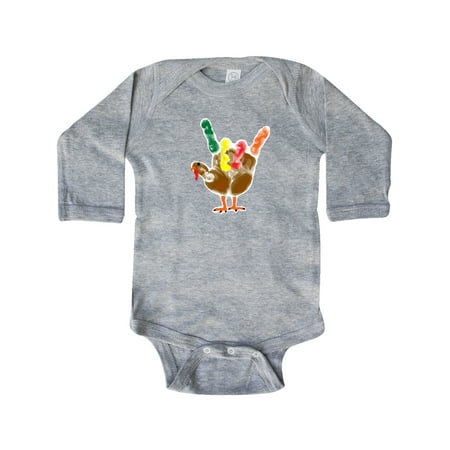 

Inktastic I Love You Colorful Craft Hand Turkey Gift Baby Boy or Baby Girl Long Sleeve Bodysuit