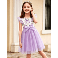 thumbnail image 5 of Lanbubble Girls Floral Tulle Dress Flutter Sleeve Tutu Princess Party Dress 3-7 Years, 5 of 10