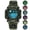 Army green, variant on men's camouflage digital waterproof sports watch colorful luminous, alarm clock and snooze, stopwatch design birthday gift, Christmas outdoor activities.