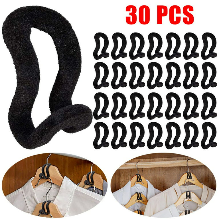 30pcs Stable Hanger Connector Hooks Cascading Clothes Rack Hook Chest  Space-Saving Attachment Huggable Style Hangers Extender Clips (Black)
