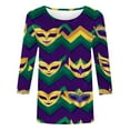 thumbnail image 4 of RKSTN Mardi Gras 3/4 Length Sleeve Womens Tops Oversized Crewneck Carnival Graphic Printed Three Quarter Sleeve T Shirt Women Casual Round Neck Funny Tuesday Carnival Party Loose Short Sleeve Shirt, 4 of 6