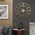thumbnail image 2 of KEINXS 60cm Large Home Decor Wall Clock for Living Room Non Ticking Art Clocks Roman Numeral,Retro Distressed Metal,Oversized (60cm, Gold), 2 of 6