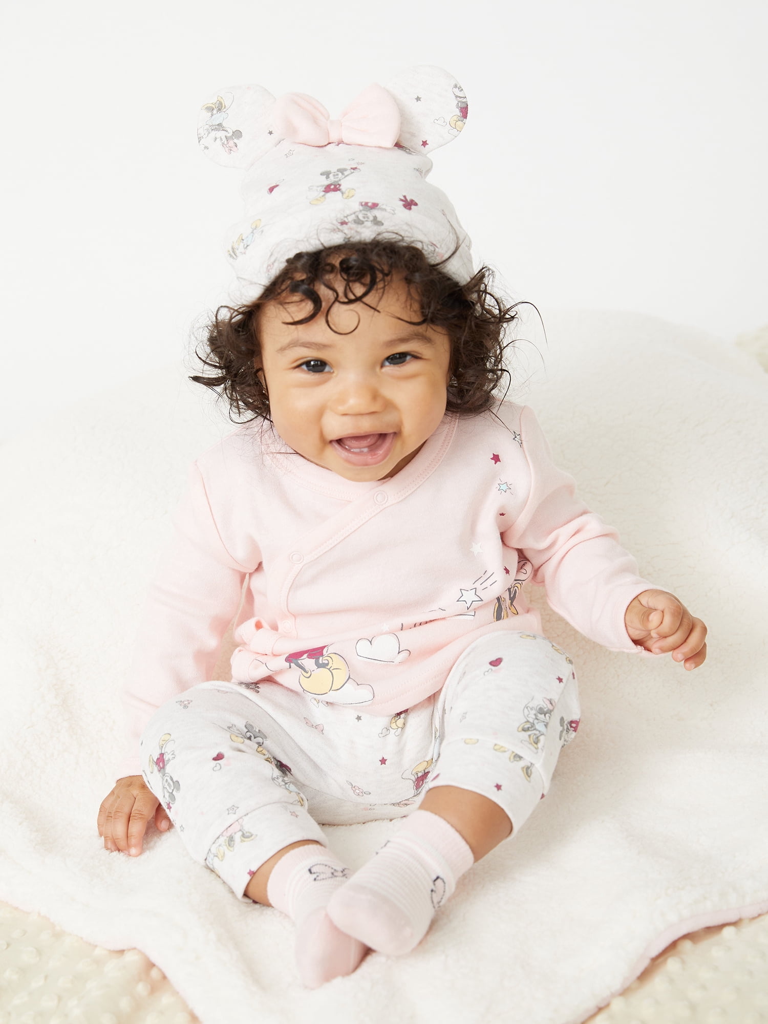 Disney Baby Wishes + Dreams Baby Girls Minnie Mouse Sleep 'n Play and Welcome Home Set, 4-Piece, Newborn-6/9 Months