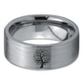 thumbnail image 2 of Tungsten Blossom Nature Tree Band Ring 8mm Men Women Comfort Fit Gray Flat Cut Brushed Polished, 2 of 4