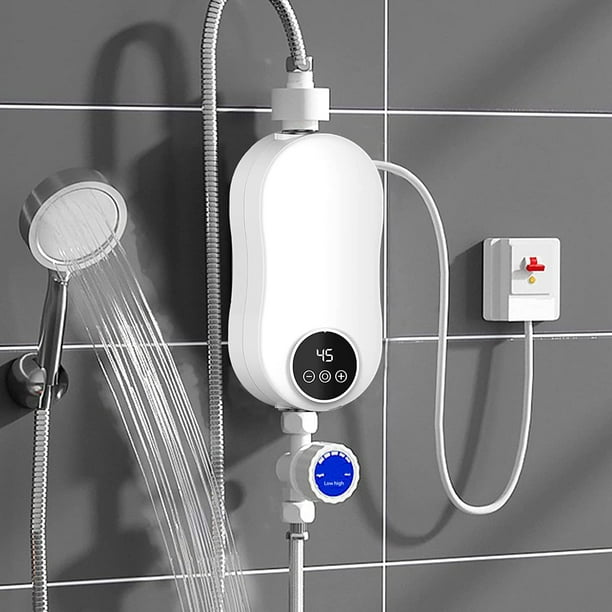 QUETO Mini chauffe-eau électrique 5500 W avec pommeau de douche et  indicateur LED, 220 V IPX4 étanche à chauffage rapide, chauffe-eau  instantané à température constante pour cuisine, salle de bain 
