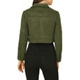 thumbnail image 3 of Allegra K Women's Turn Down Collar Faux Suede Cropped Moto Jacket, 3 of 6