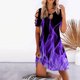 thumbnail image 1 of ICHUANYI Clearance Women Casual Slimming Draw Back Printed Short Sleeves Cold Shoulder Dress(Purple, S) ICHUANYI WER2023081010368, 1 of 5
