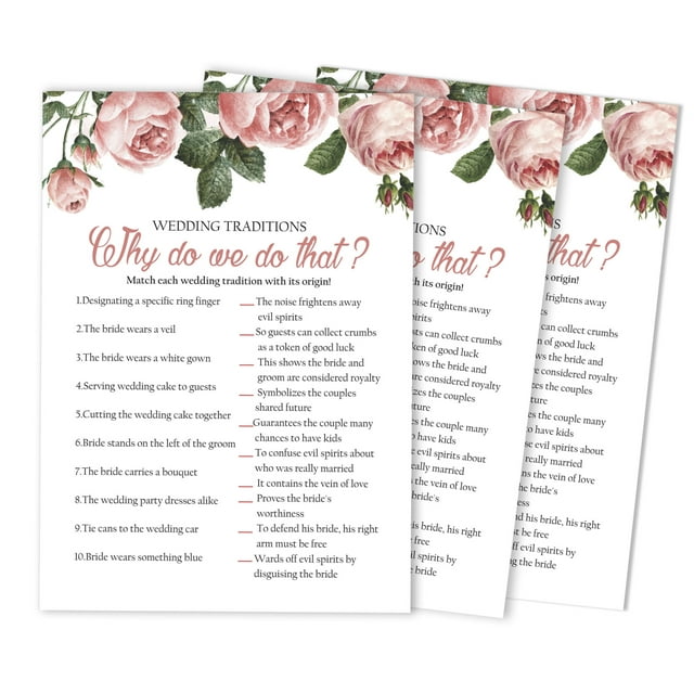 Inkdotpot 50-PackFloralWhy Do We Do That Bridal Wedding ShowerGameBachelorette Party ActivityGameCards