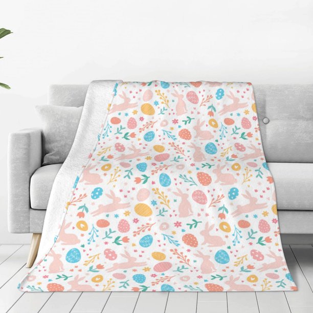 Balery Happy Easter Manta de Felpa Suave y Acogedora – Cobija de Franela Aterciopelada para Cama, Lavable y Cálida para Sofá, Mascotas, Transpirable-60"x50"