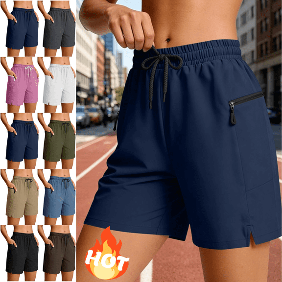 Mifsaly Womens Cargo Shorts with Zipper Pockets Quick-Dry Hiking Athletic Shorts Lightweight Outdoor Golf Walking Workout Summer Outfits Navy,XXL