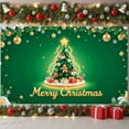 thumbnail image 4 of Gold Decorative Christmas Banner Christmas Tree Design Merry Christmas Banner Gift Pattern Green Background Holiday Banner for Christmas Party Family Gathering Indoor Decoration, 4 of 9