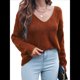 thumbnail image 3 of Suéteres de Otoño con Cuello Redondo de Crochet y Aberturas, Bonitos Suéteres de Invierno para Mujer, A Rojo-Marrón L, 3 of 8